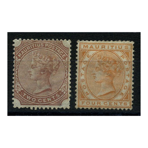 Mauritius 1879-80 2c, 4c Definitives, mtd mint, part original gum. SG92-93