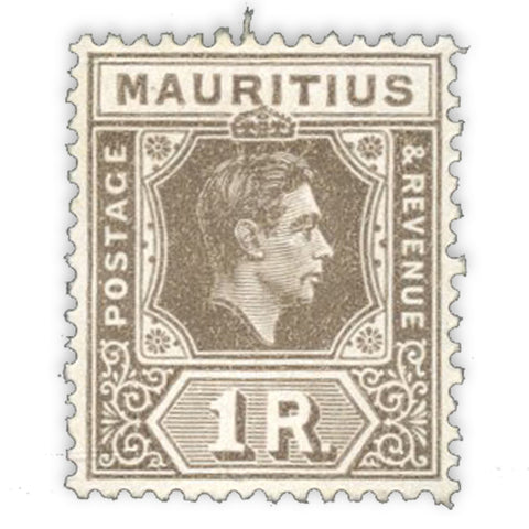 Mauritius 1949 1r Drab, very fine mtd mint, SG260c.