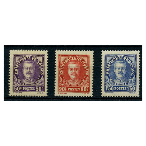 Monaco 1933 Three Prince Louis II values from the definitive set, 50c, 90c & 1f50. All fine mtd mint. SG128