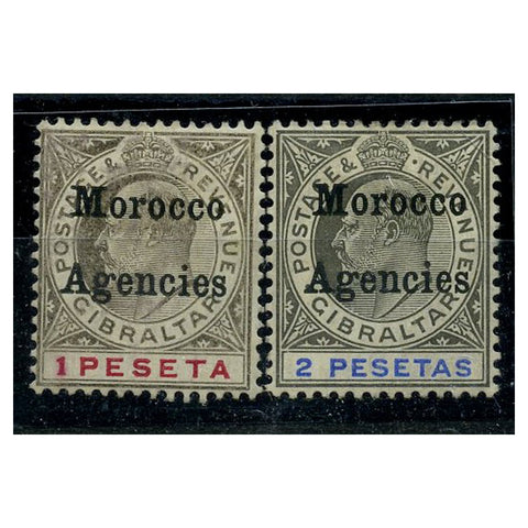 Morocco Agencies 1905-06 1p Black & carmine & 2p black & blue, fine mtd mint. SG29-30