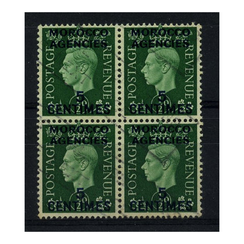 Morocco Agcs 1937 5c Green, block of 4, fine used. SG230