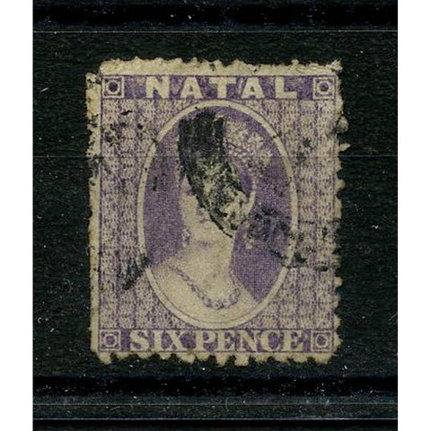 Natal 1863-65 6d Lilac, cds used, naturally rough perfs, some trimmed at left. SG23