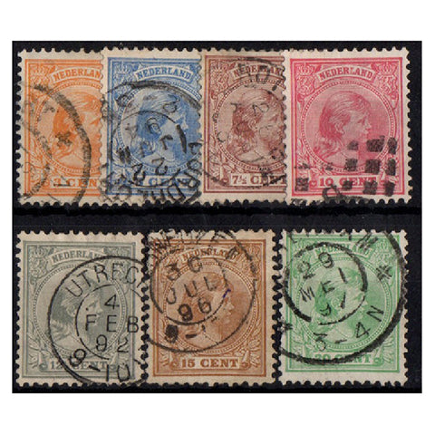 Netherlands 1891-94 Part definitive set to the 20c, cds f/u SG147-53