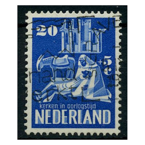Netherlands 1950 20c Bombed churches fund, very fine cds used. SG724