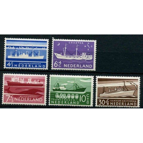 Netherlands 1957 Ships, fresh mtd mint. SG843-47