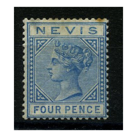 Nevis 1882-90 4d Blue, mtd mint, faulty. SG30