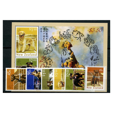 New Zealand 2006 Year of the Dog, cto used. SG2840-4+ MS2845+ 2847