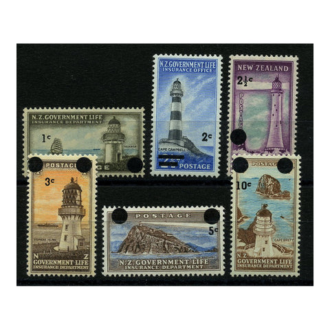 NZ (Life) 1967 Lighthouses - decimal currency surcharges (6v) original papers, u/m SGL50-55