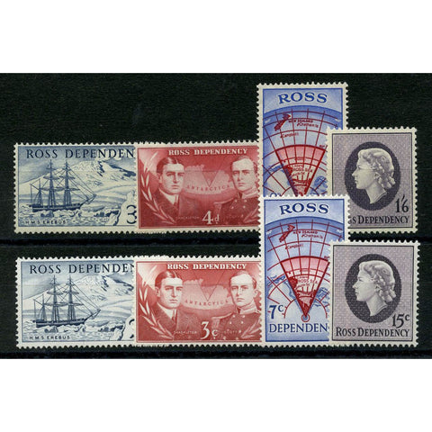 NZ (Ross) 1957-67 Both pre-decimal and decimal sets (8v), lightly mtd mint. SG1-8