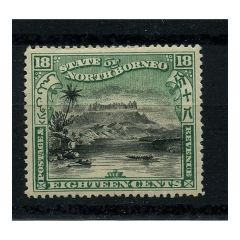N Borneo 1897 18c Black & green, corrected inscription,  perf 15, fresh mtd mint. SG110b