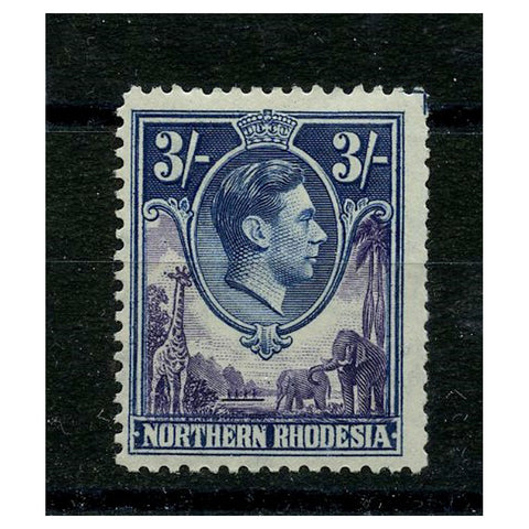 N Rhodesia 1938-52 3/- Violet & blue, fresh mtd mint, printer's guideline in TR corner. SG42