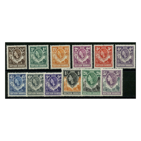 N Rhodesia 1953 Definitive short set to 5/-, lightly mtd mint. SG61-72