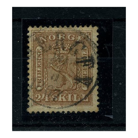 Norway 1863-66 24sk Brown fine used single cds cancel, couple of toned perfs. SG18