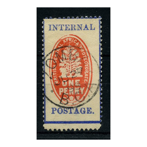Nyasaland 1898 1d Cheque stamp in deep ultramarine without control on back, fine cds used. SG57ab