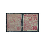 Monaco 1891-94 5f Pale carmine & Deep carmine, mtd mint SG21-a