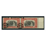 Panama 1949 1c on 5c Cancer surch horiz pair, horiz misplaced ovpt, u/m, some gum tone. SG488var