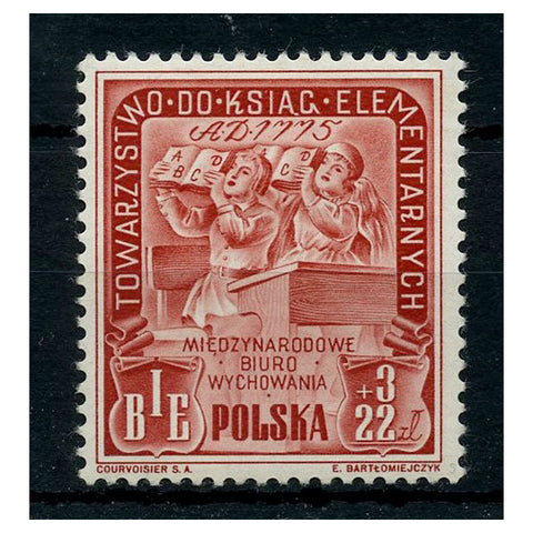 Poland 1946 3z+22z Vermilion (education), fine mtd mint. SG571a