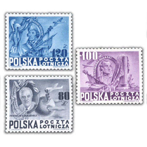 Poland 1948 'Freedom and Democracy' or 'Roosevelt' issue, singles, u/m. SG645a-c.