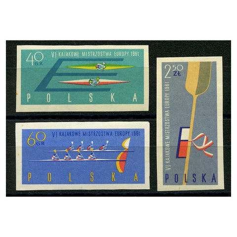 Poland 1961 Canoeing championships, IMPERF, u/m. SG1246-48imp