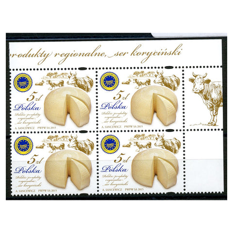 Poland 2015 Cheese Wheel, u/m. SG4684 x 4 corner block