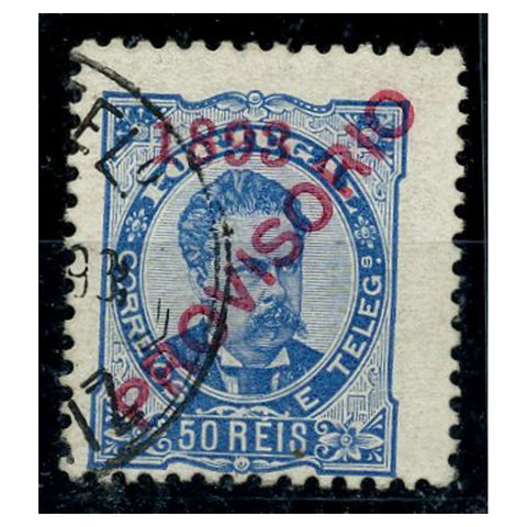 Portugal 1893 "Provisorio" ovpt on 50r blue, fine cds used, SG306