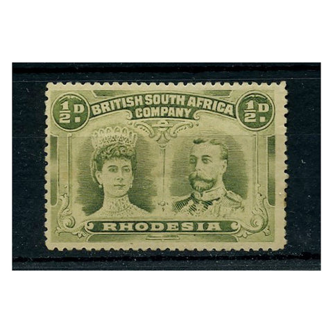 Rhodesia 1910-13 Perf 14 1/2d Dull green, mtd mint. SG122