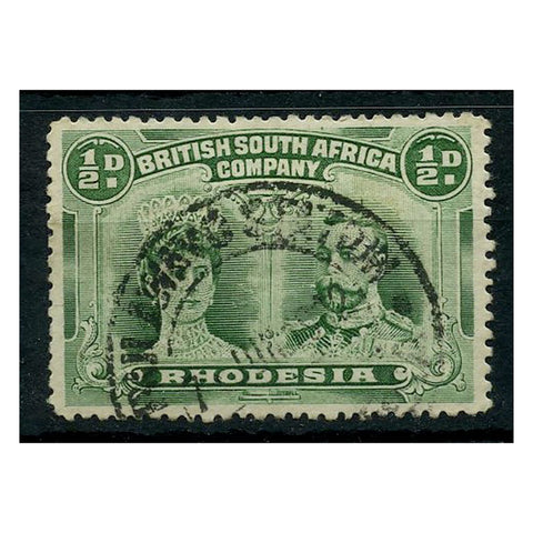 Rhodesia 1910-13 1/2d Green, perf 131/2, good to fine cds used. SG182a