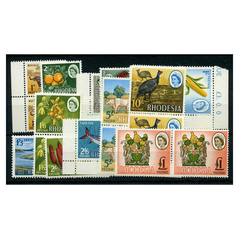 Rhodesia 1966 Pictorial definitive set, in pairs, u/m. SG374-87