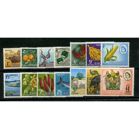 Rhodesia 1966 Pictorial definitive set to £1, lightly mtd mint. SG374-87