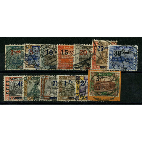 Saar 1921 Surcharge set, cds used, some faults. SG70-82
