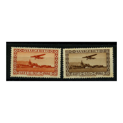 Saar 1932 Airmail 60c & 5f fine mtd mint. SG157-58