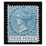 St Christopher 1870-79 4d Blue (CC) Perf 14, fine unused no gum. SG8