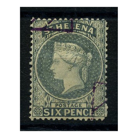 St Helena 1864-80 6d Blue-grey, Perf 14, fine used. SG29