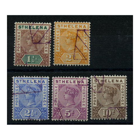 St Helena 1890-97 1_d to 10d Definitives, remainder cancel used. SG48-52