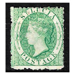 St. Lucia 1863 [6d] Emerald green (CC) REVERSED WMK,Ê fres hmtd mint. SG8x