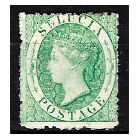 St. Lucia 1863 [6d] Emerald green (CC) REVERSED WMK,Ê fres hmtd mint. SG8x