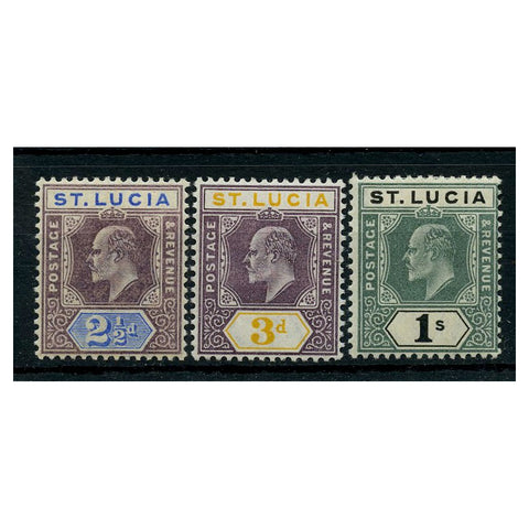 St. Lucia 1902-03 2½-1/- Definitives, fresh mtd mint. SG60-62