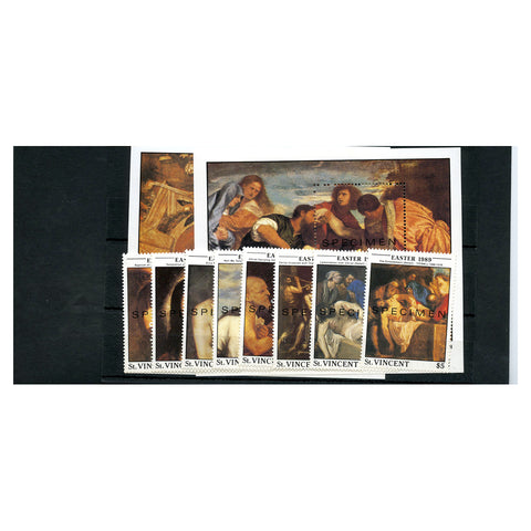 St Vincent 1989 Easter - Titian, u/m, SG1212-19+ MS1220(2) SPECIMEN