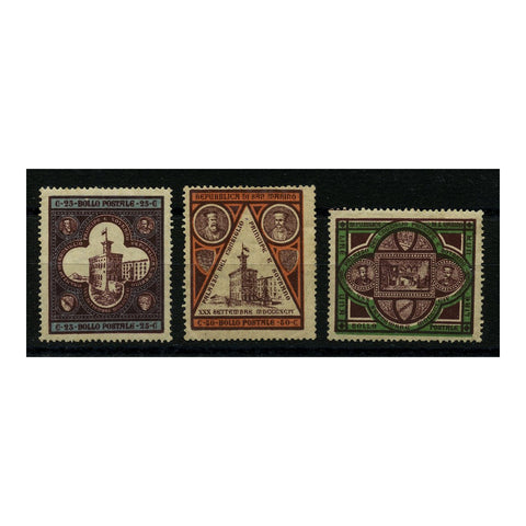 San Marino 1894 Opening of Government Palace, good to fine mtd mint (gum typical). SG29-31