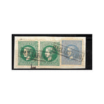 Serbia 1869-80 20p horizontal pair+50p on piece, f/u SG32a &36b