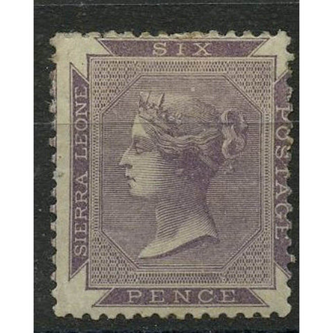 Sierra Leone 1859-74 6d Grey-purple, mtd mint, gum disturbed. SG1
