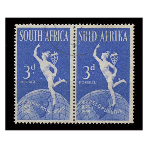 S-A 1949 3d UPU, horizontal unit, fine cds used, English displaying'lake in Africa' variety. SG130b