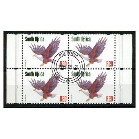 SA 1997-98 20r Fish Eagle, cto used. SG1028 x 4 marginal block