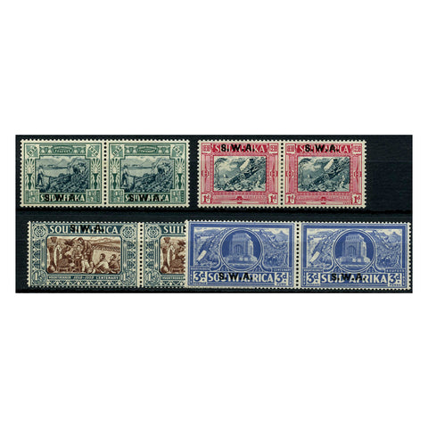 South West Africa1938 Voortrekker Memorial, mtd mint horz pairs, a few minor imperfections. SG105-08