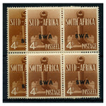 SWA 1941-43 War effort 4d, both orange-brn and red-brn, in blocks of 4, u/m. SG118+a