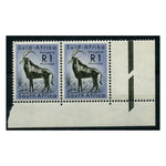 SWA 1961 1r Sable Antelope, corner marginal pair, u/m. SG197