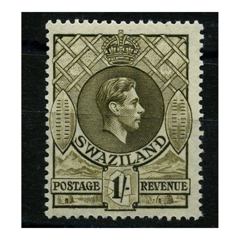 Swaziland 1938-54 1/- Brown-olive, Perf 13_x13, lightly mtd mint. SG35