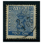 Sweden 1858 12ore Light blue cds used. SG8