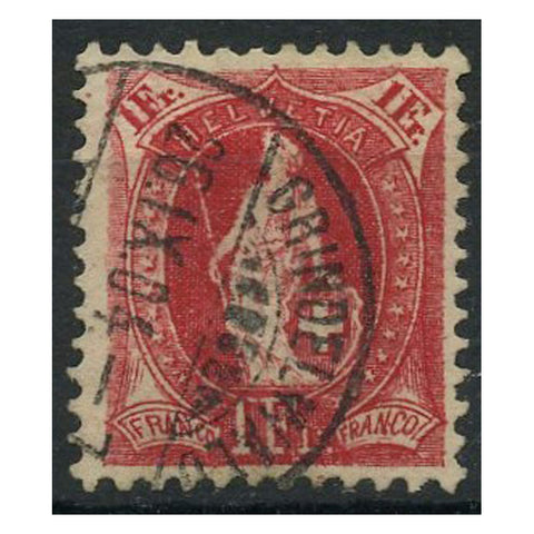 Switzerland 1903 1fr Carmine, perf 111/2x12, fine cds used. SG161