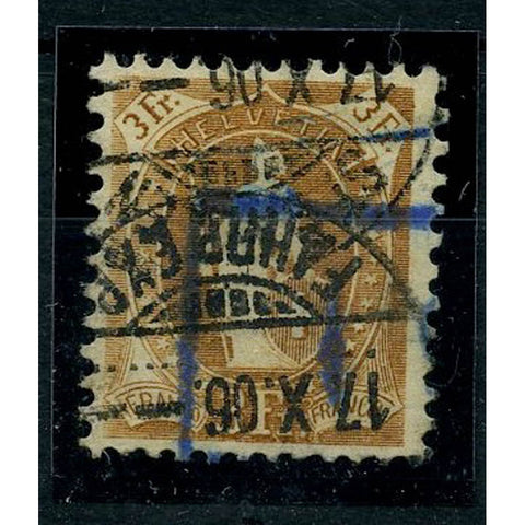 Switzerland 1906 3f Bistre-brown, perf 11_x11, used with heavy cancels, cat. £250. SG206